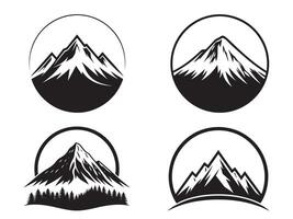 silhouettes mountain set of icons vector