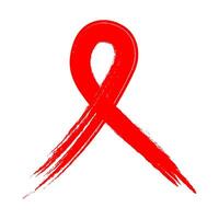 red awareness ribbon hand drawn, grunge, brush element vector