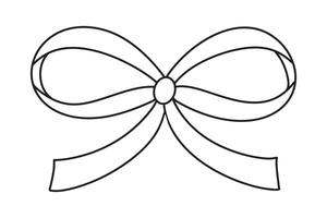 Ribbon bow black outline contour line drawing illustration isolated on white background vector