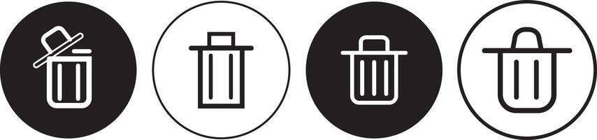 black trash can icon, Bin icon set, Trash can collection. Trash icons set, vector