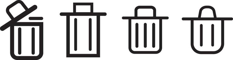 Delete icon set symbol,sign,, Garbage Bin Line Icon, Multi Series vector