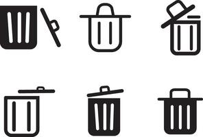 Black trash dustbin sign icon isolated, Trash can collection. dustbin sign icon isolated elementsk vector