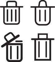 Delete icon set, Garbage Bin Line Icon, Multi Series vector