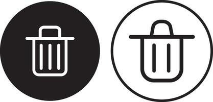 Garbage Can Icons with Editable Stroke, Trashcan Icon Set.Trash Can Button Icon. vector