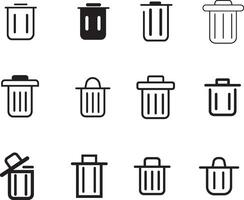Trash can, Recycling line icon, trash bin open symbols vector