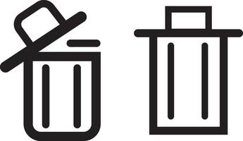 Trash can, bin, delete icon, rubbish bin sign, trash bin open symbols vector
