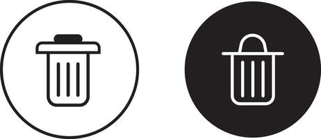 Trash Color Line Icon Design with Editable Stroke, Trashcan Icon Set. vector