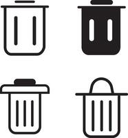 Open trash can icon. Garbage can symbol. Delete sign in line and glyph style vector