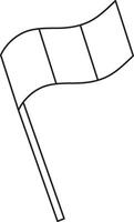 tricolor flag with three vertical stripes on a wooden stick, black and white linear icon isolated on a white transparent background vector