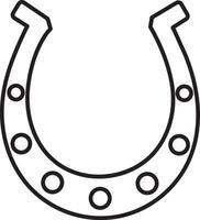St. Patrick's Day, illustration, horseshoe, symbol of good luck and prosperity, black and white linear icon isolated on a white transparent background vector