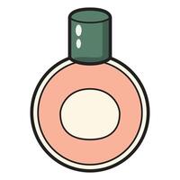 A drawing of a pink nail polish in a round bottle flat icon, designed in a clean and modern style. vector