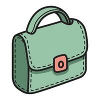 A drawing of a green clutch bag flat icon, designed with a sleek and minimalistic aesthetic. vector