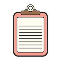 A drawing of a pink clipboard, featuring a vibrant and playful design. vector
