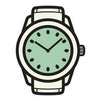 A drawing of a classic handwatch in a flat icon style. vector