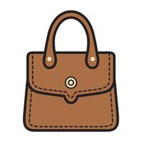 A drawing of a small brown bag, designed with a minimalist and functional style. vector