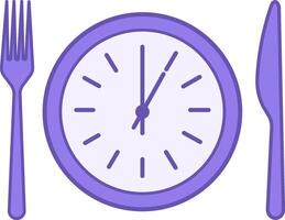Colored Lunch Icon. Drawing. Clock, Fork, and Knife. Lunch Time. Meal Concept vector