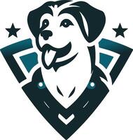 Stylized Dog Logo with Stars and Shield Design vector