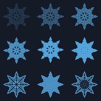 Snowflake simple blue line icons, snow set, Snowflake symbols. Snow icon. Christmas icon set. illustration vector