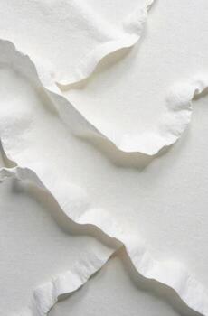 White fabric forming soft waves in vertical composition photo