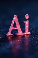 Pink glitter ai letters representing artificial intelligence on dark background photo