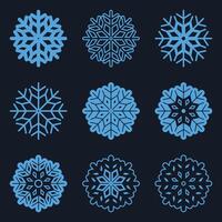 Snowflakes thin line icon set such as pack of simple snowflake set, snowflake, snowflakes icons for report, presentation, diagram, web design. Christmas icon set. illustration. vector