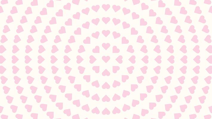 Simple Romantic Pastel Pink Heart Circular Pattern on Soft White Horizontal Background Design