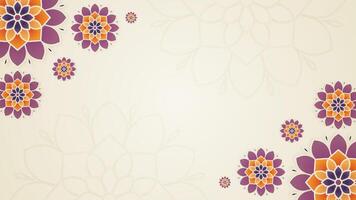 Simple Vibrant Floral Mandala Horizontal Background with Layered Symmetry Elements In a Warm Toned Color Accents vector