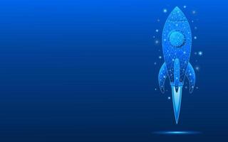 Digital rocket launch entrepreneurship concept. vector
