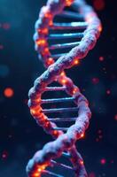 Glowing dna strand in a futuristic setting photo