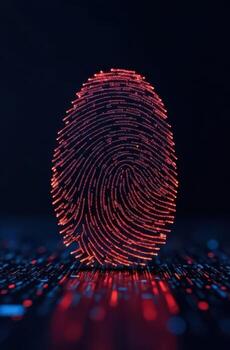 Futuristic digital fingerprint with glowing details photo