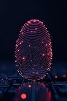 Digital fingerprint hologram on circuit board photo