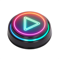 A colorful play button with a neon light png