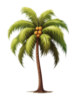 Coconut Palm Tree Illustration Style Isolated on Transparent Background png