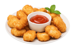 Nuggets With Ketchup Dipping Sauce Isolated on Transparent Background png