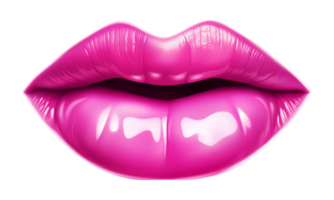 Glossy Pink Lips Isolated on Transparent Background png