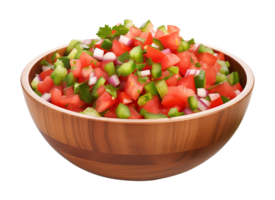 Salsa on Wooden Bowl Isolated on Transparent Background png