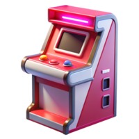 Arcade machine with neon light 3d illustration isolated on the transparent background png