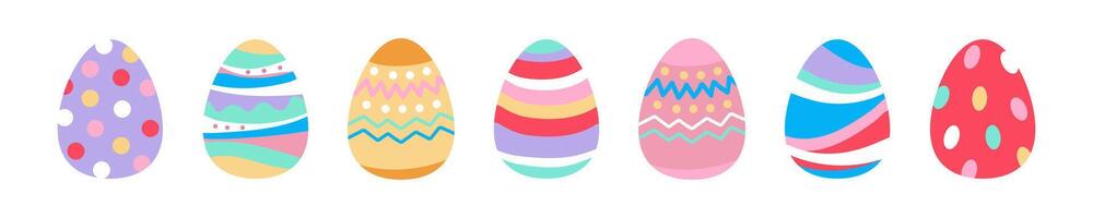 Happy Easter. Set of Easter eggs with different designs. Happy Easter eggs. vector