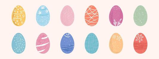 Set of hand drawn Easter eggs in a creative modern style. vector