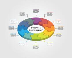 Jigsaw template with number for infographic for presentation for 12 element vector