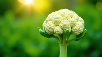 A cauliflower is growing in the sun photo