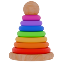 3d render wooden toy pyramid with transparent background png