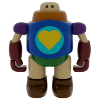 3d render toy robot with transparent background png