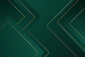 Abstract geometry background with modern and elegant concept. luxury Green Rounded rectangle shape background with gold line. vector