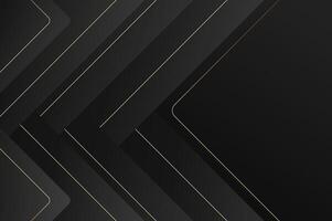 luxury Black papercut background with gold line. Abstract geometry background with modern and elegant concept. vector