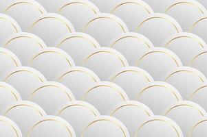 luxury White Grey Rounded Circle shape seamless pattern with gold line. Abstract geometry pattern with modern and elegant concept. vector