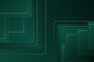 Abstract luxury Green Rounded rectangle shape background with gold line. geometry background with modern and elegant concept. vector