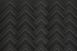 luxury Black Rounded triangle shape seamless pattern with gold line. Abstract geometry pattern with modern and elegant concept. vector