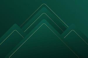 Abstract geometry luxury Green Rounded pyramid or triangle shape background with gold line. background with modern and elegant concept. vector