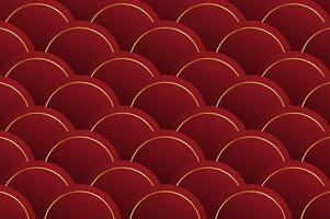 luxury Red Rose Rounded Circle shape seamless pattern with gold line. Abstract geometry pattern with modern and elegant concept. vector
